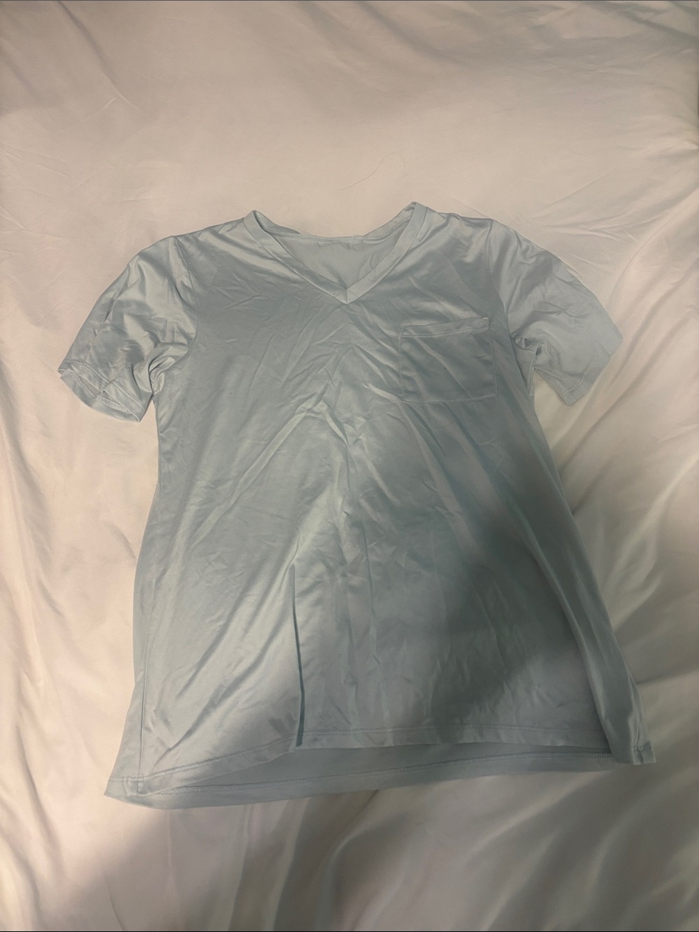 Light Blue V-Neck Pocket Tee - Women's Top